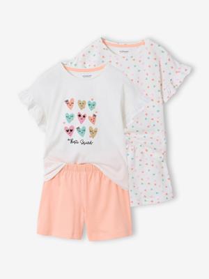 Set van 2 pyjamashorty's met hartjes ecru