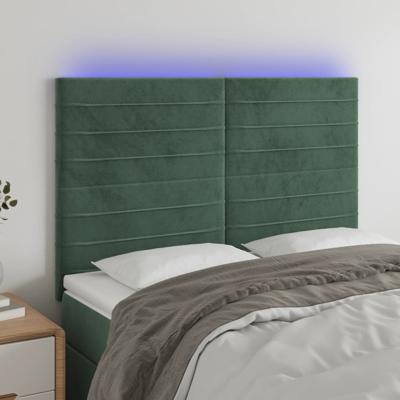 Hoofdbord LED 144x5x118/128 cm fluweel donkergroen