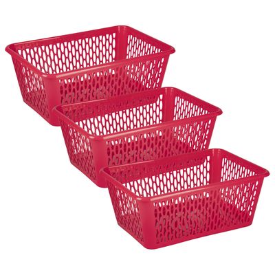 Opbergmand/kastmandje - 3x stuks - 6,5 liter - fuchsia roze - kunststof - 20 x 30 x 11 cm