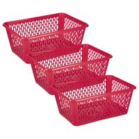 Opbergmand/kastmandje - 3x stuks - 6,5 liter - fuchsia roze - kunststof - 20 x 30 x 11 cm