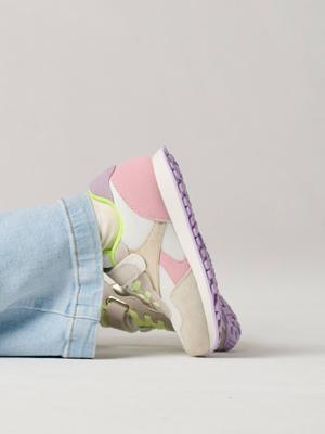 Baskets voor meisjes met klittenband en elastiek veel roze