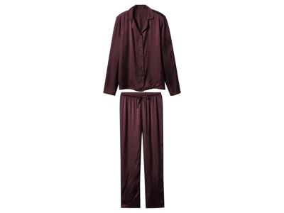 esmara Satijnen dames pyjama (bordeaux rood, XS (32/34))
