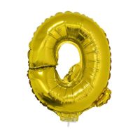 Gouden opblaas letter ballon Q op stokje 41 cm - thumbnail