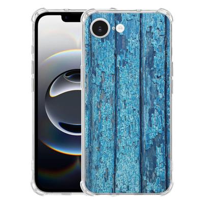 Apple iPhone 16e Hoesje - Wood Blue TPU Antishock Apple iPhone 16e Hoesje - Wood Blue TPU Antishock