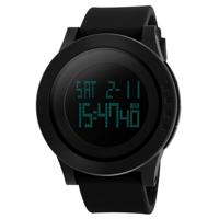 SKMEI 1142 multifunctionele mannen Outdoor sporten Noctilucent waterdicht silicagel digitaal horloge (zwart)