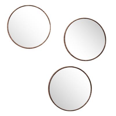 Home Deco Factory spiegel Toronto - 3x stuks - D26 cm - hout look - kunststof