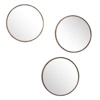 Home Deco Factory spiegel Toronto - 3x stuks - D26 cm - hout look - kunststof