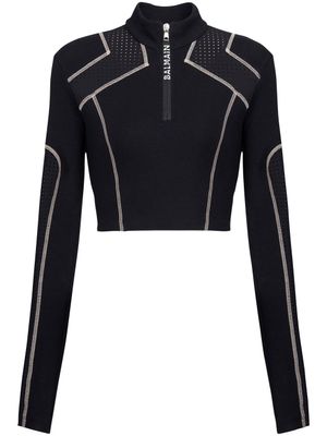 Balmain haut crop à logo imprimé - Noir