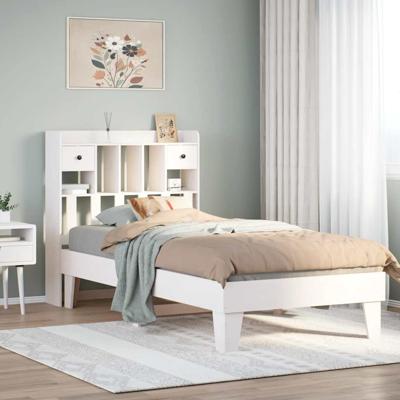 Bedframe zonder matras massief grenenhout wit 90x190 cm