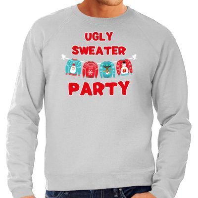 Ugly sweater party foute Kersttrui / outfit grijs voor heren Ugly sweater party foute Kersttrui / outfit grijs voor heren