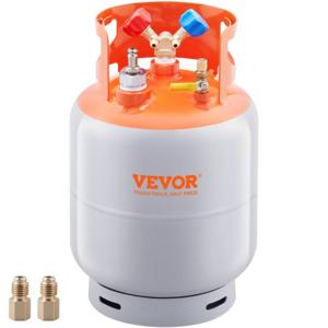 VEVOR koelmiddelopvangtank AC-opvangtank met capaciteit van 30 lbs met ¼ tot ½ adapter, HVAC-opvangtank voor alle koelmiddelen, met sporen van N₂