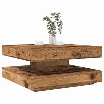 Salontafel 360 graden draaibaar 70x70x34,5 cm oud houtkleurig