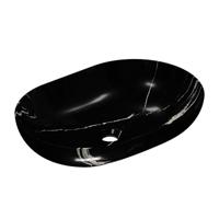 Waskom INK Roman 55 Ovaal 55x38x14cm Natuursteen Glans Zwart Marmer