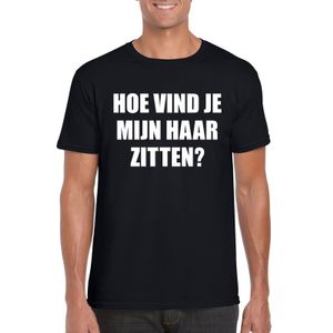 Zwart hoe vind je mijn haar zitten? shirt voor heren