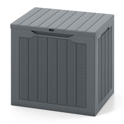Buitenopbergbox 96 L Dekdoos met Afsluitbaar Deksel & Gevlochten Rattanlook Grijs