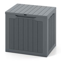 Buitenopbergbox 96 L Dekdoos met Afsluitbaar Deksel & Gevlochten Rattanlook Grijs