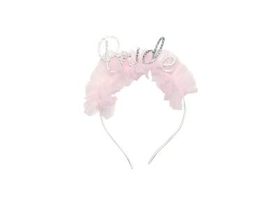 Bruids hoofdband met ruche roze rand