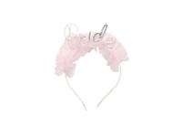 Bruids hoofdband met ruche roze rand