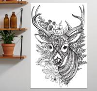 Canvas schilderij herten Herten hoorns met bloemen