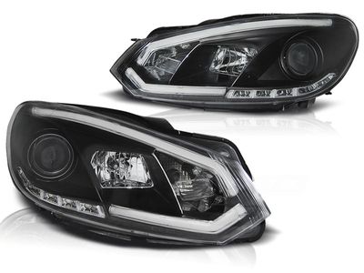 Tuning-Tec Koplampen dagrijlicht voor VW GOLF 6 10 08-12 ZWART TUBE LIGHTS TRU DRL