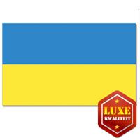 Luxe vlag Oekraine met wapen - 100 x 150 cm - polyester - met ringen - landen