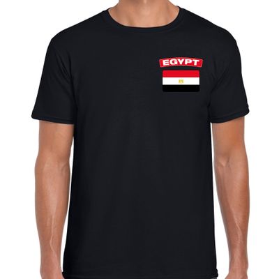 Egypt t-shirt met vlag Egypte zwart op borst voor heren Egypt t-shirt met vlag Egypte zwart op borst voor heren