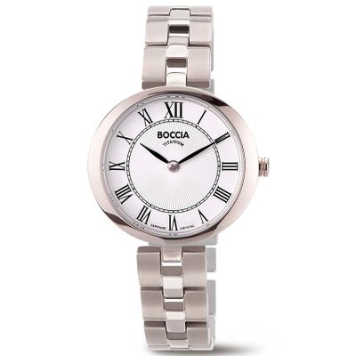 Boccia 3346-01 Horloge titanium zilverkleurig-wit 30 mm