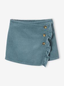 Short-rokje van ribfluweel met wikkeleffect groenblauw