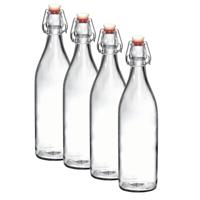 Beugelfles/weckfles transparant 1 liter rond - 4x - weckfles - karaf - waterfles