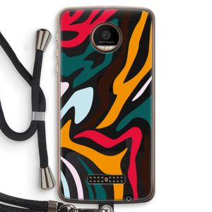 Colored Zebra: Motorola Moto Z Force Transparant Hoesje met koord