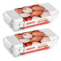 Eierdoos - 2x - koelkast organizer eierhouder - 10 eieren - wit - kunststof - 27 x 12,5 cm - Vershoudbakjes - thumbnail