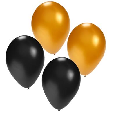 Party ballonnen - zwart en goud - 60x stuks - feestartikelen - versiering Party ballonnen - zwart en goud - 60x stuks - feestartikelen - versiering
