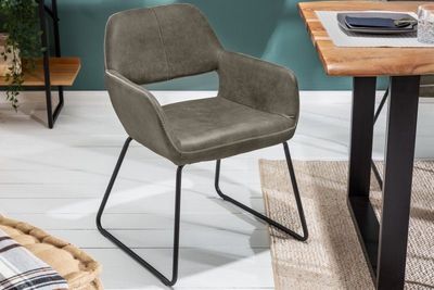 Design stoel MUSTANG antiek taupe microvezel met armleuning - 40420