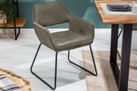 Design stoel MUSTANG antiek taupe microvezel met armleuning - 40420 - thumbnail