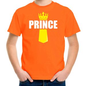 Oranje Prince shirt met kroontje - Koningsdag t-shirt voor kinderen XL (158-164)  -