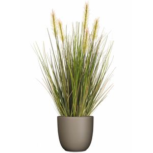 Kunstplant groen gras sprieten 45 cm in taupe glans bloempot