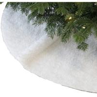 Unique Living kerstboomrok - wit pluche - D90 cm - polyester - kerstboomkleed