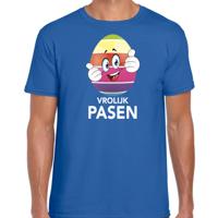 Vrolijk Pasen t-shirt - Paasei met duimen schuin omhoog - blauw - heren - thema voorjaar - Pasen
