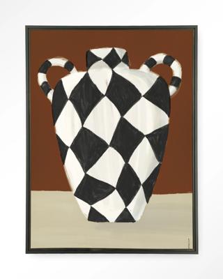 Urban Cotton Wandkleed 'Vivid Vase 01' 80 x 110cm in Floating Frame - black