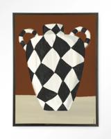 Urban Cotton Wandkleed 'Vivid Vase 01' 80 x 110cm in Floating Frame - black