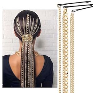 3 stks/set dames gouden metalen ketting haarspelden haarclip voor dagelijkse verjaardag kwastje legering Lightinthebox