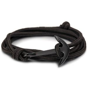 Anker armband zwart polyester koord