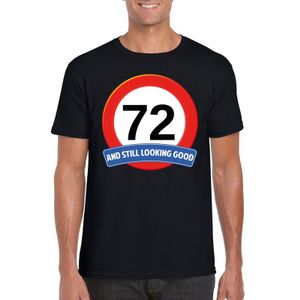 Verkeersbord 72 jaar t-shirt zwart heren