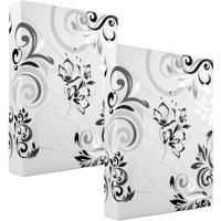 2x fotomapje Umbria met insteekhoesjes wit bloemenprint voor 100 fotos 13 x 16,5 x 5 cm