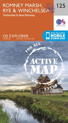 Wandelkaart - Topografische kaart 125 OS Explorer Map | Active Romney Marsch / Rye / Winchelsea | Ordnance Survey