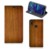 Huawei Y7 hoesje Y7 Pro (2019) Book Wallet Case Donker Hout