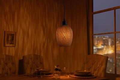 Gevlochten hanglamp ORGANIC LIVING 20cm natuurlijke bamboe kap handgemaakt - 40586