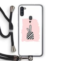 Zwart-wit cactus: Samsung Galaxy A11 Transparant Hoesje met koord Zwart-wit cactus: Samsung Galaxy A11 Transparant Hoesje met koord