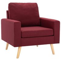 The Living Store Fauteuil - 77x71x80 cm - Wijnrood - thumbnail