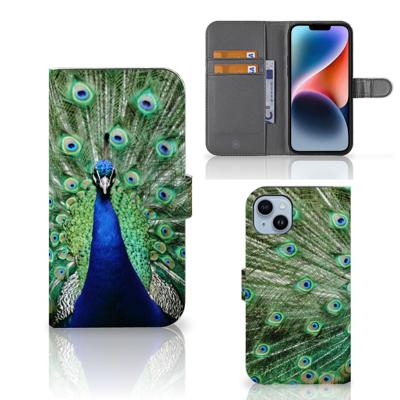 iPhone 15 Plus | Telefoonhoesje | Met pasjeshouder | Pauw